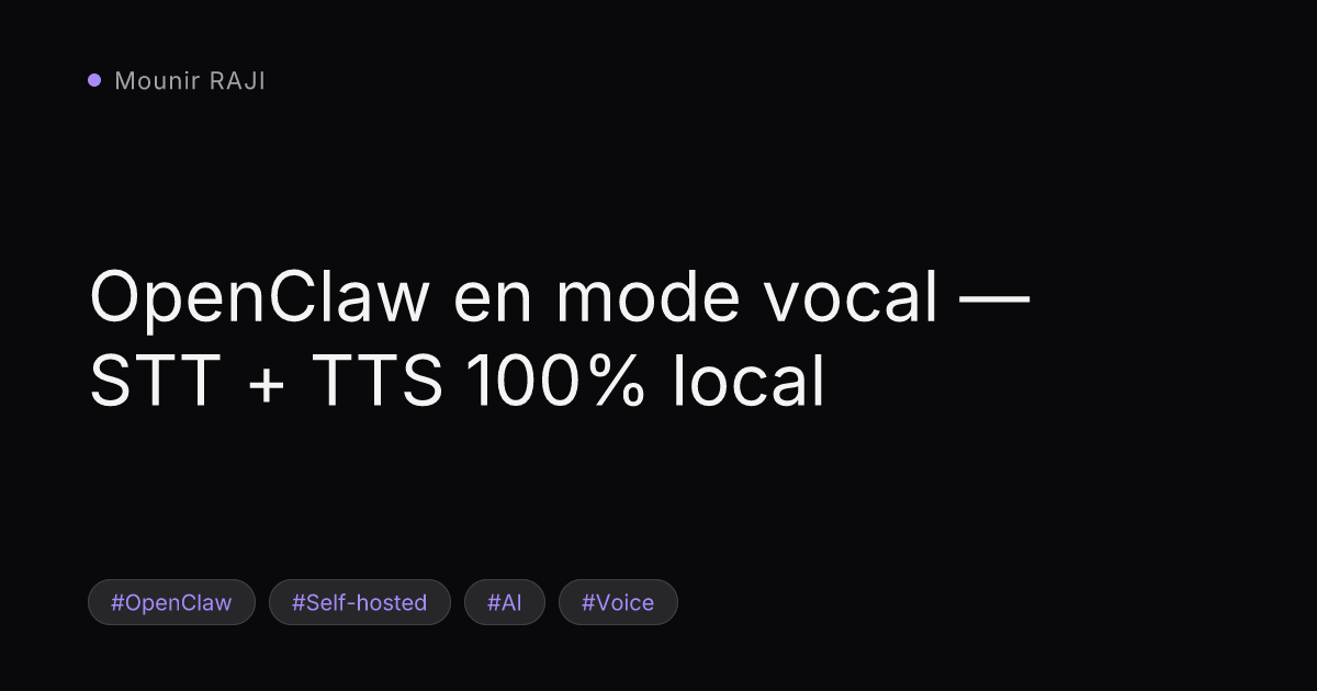 Image de couverture : OpenClaw en mode vocal — STT + TTS 100% local